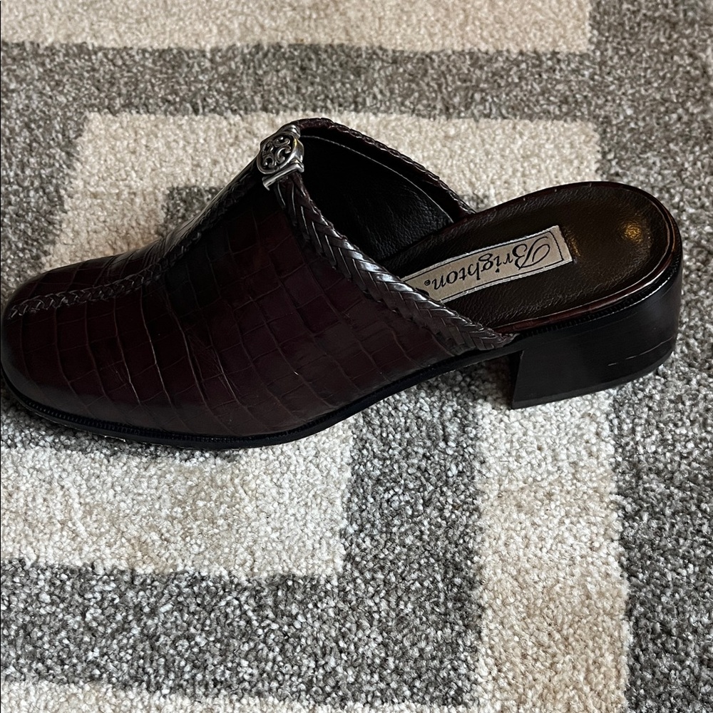Brighton Deep Brown Croc-Embossed Mules - Picture 2 of 3